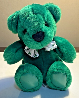 First Main Green Teddy Bear Plush 7'' Lucky 3 Leaf Clover Bow Tie St Patrick