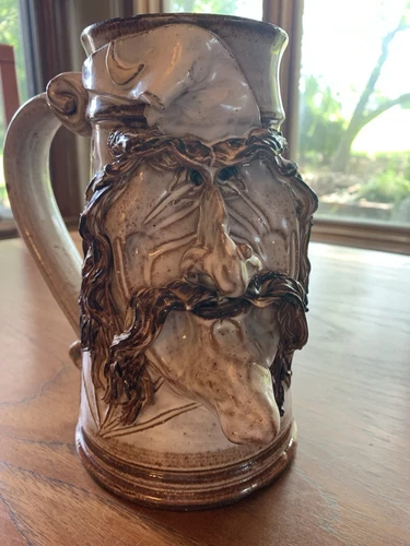 Vtg Wizard Renaissance John Coiner Deneen Pottery Ugly Face Mug Stein 8.5”