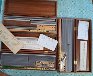 Complete Vintage Wrico Lettering Guide Set Wood Case Drafting Tool extras