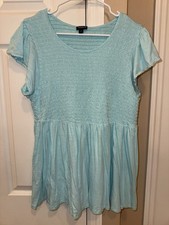 Torrid Blouse/Top Plus Size 3 Aqua Light Blue Smocked EUC