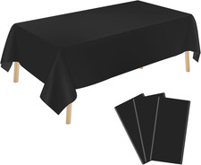 3 Pack Black Plastic Tablecloth Disposable Rectangular Table Cloth 54 x 108 Inch