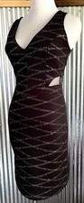 Vtg 90s Y2K TRIXXI Black Sleeveless Embellished Mesh Fitted Dress Sz. 5