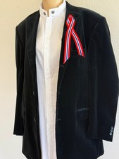 HANDSOME L BLACK VELVET JACKET NORWEGIAN BUNAD SHIRT FROM NORWAY L/2X