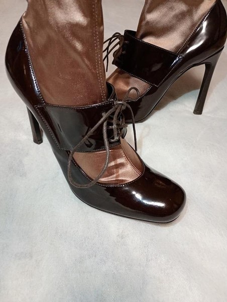 Women Emporio Armani Brown Patent Leather Heels 39