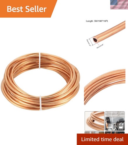 Efficient Copper Tubing, 16 Ft Soft Coil - 1/8" OD x 5/64" ID for Refrigeration