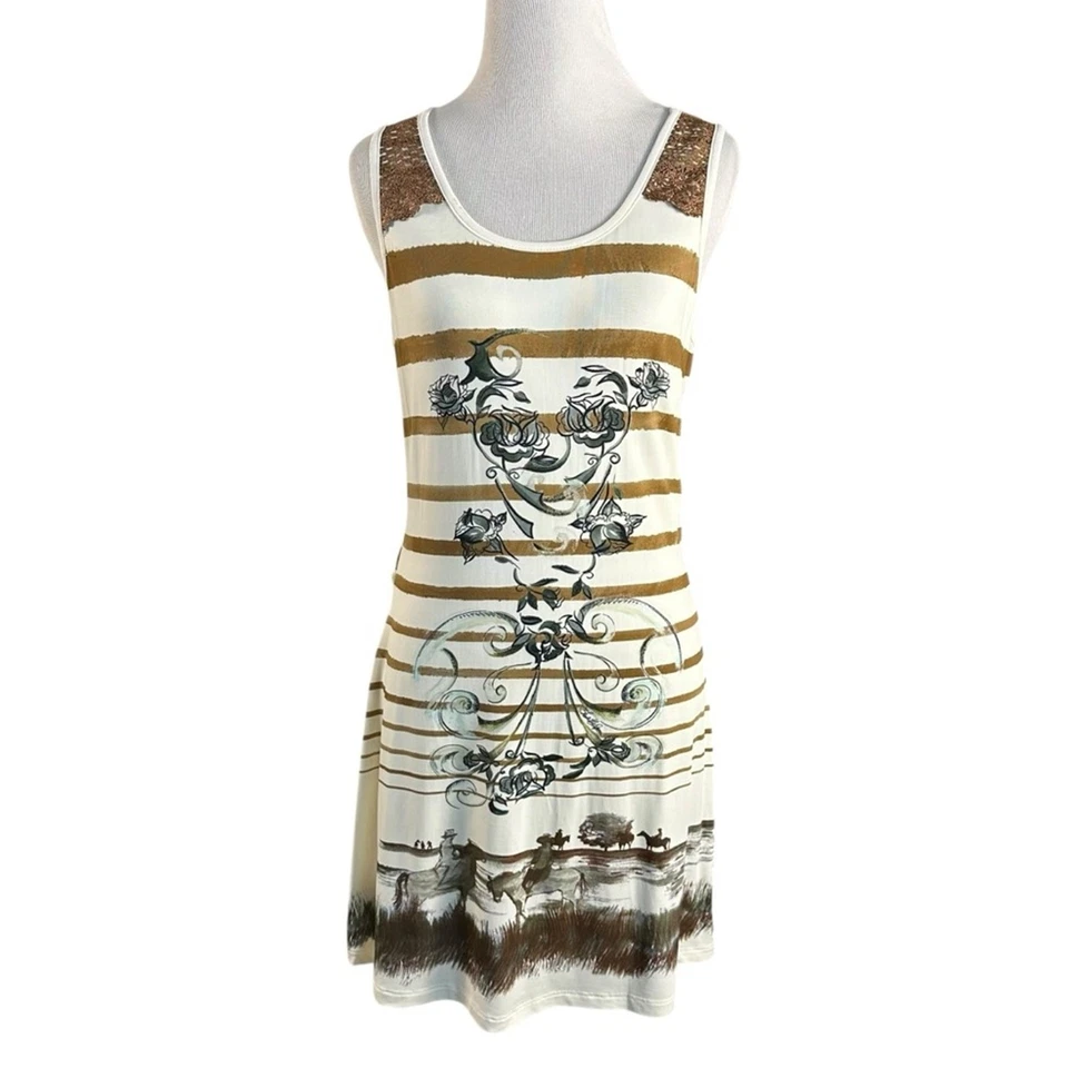 Vestido Vintage Años 90 Y2K Save The Queen Western Horse Punk Bodycon Rayas XXL Foto 2 de 4