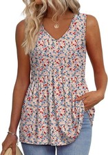 Ladies Sleeveless V Neck Tops Beach Summer Loose Shirts Cami Tank Vest Size 6-18