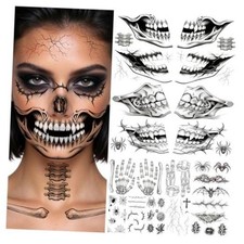 20 Sheets Skull Temporary Tattoo Halloween Costume for Women Men - Halloween A