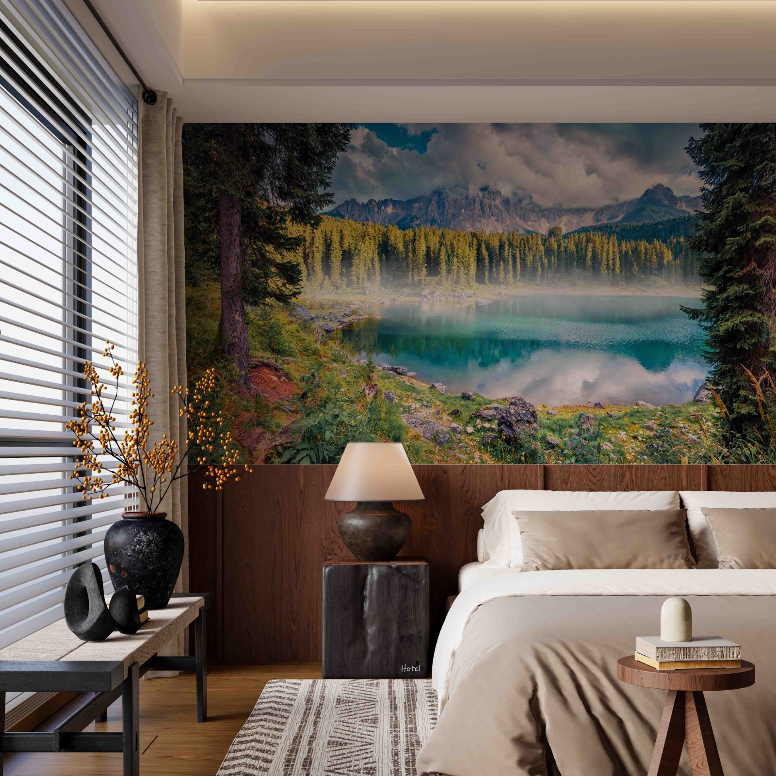 3D Hotel Forest Lake Landscape Wall Murals Wallpaper Murals Wall Sticker