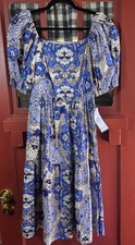 Vince Camuto Women Classic Blue Floral Multicolor Short Sleeve Maxi Dress Size 4