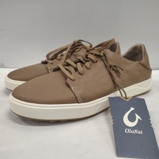 Olukai Wailea Womens Sz 10 Golf Shoes Tan Leather Spikeless Sneakers NWT