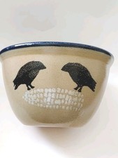 VTG Monroe Salt Works Salt Glaze Mixing Bowl 10-1/2&rdquo; Crows on Corncob Halloween