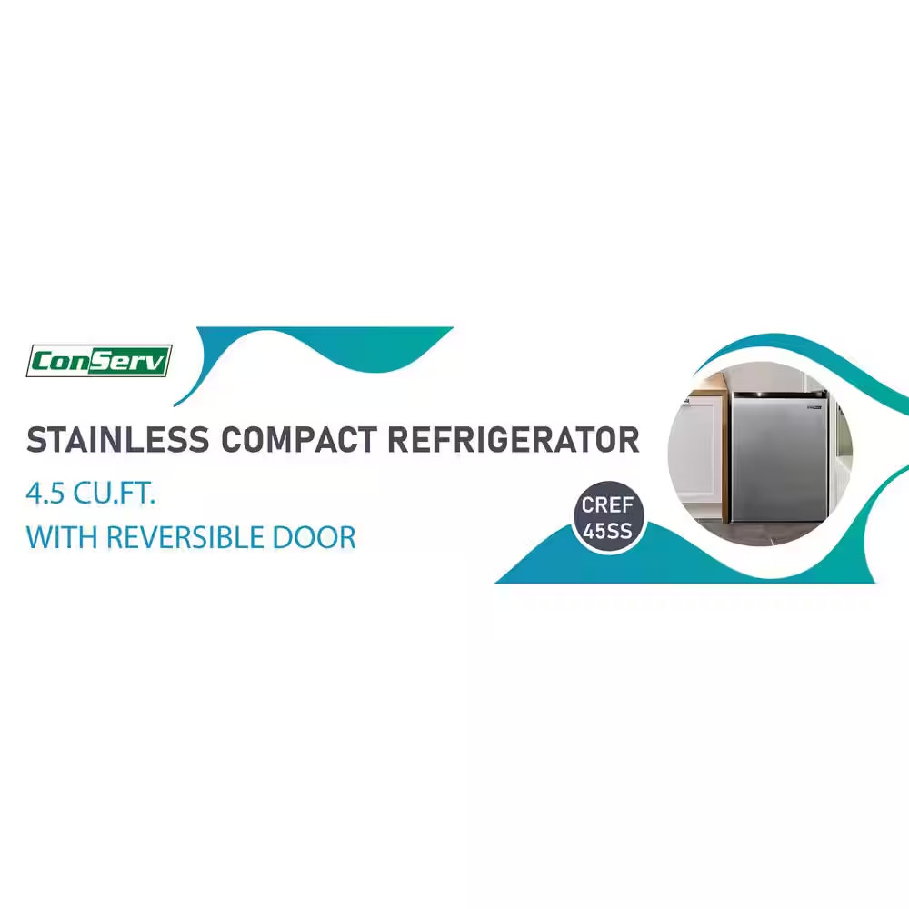 20 In. 4.5 Cu. Ft.110V Compact Refrigerator in Stainless with Reversible Door