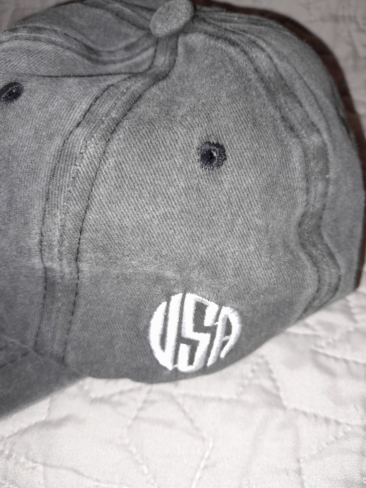 Embroidered American Flag Patch Hat Washed Gray B… - image 4