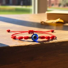 2Pcs Evil Eye Friendship Bracelet 7 Knot Red String Crystal Protection Gifts