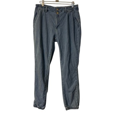 Paige Pleated Mayslie Double Button Jogger Jeans, size 27