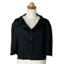 ISSEY MIYAKE PLEATS PLEASE Cardigan PP63-J0642 Black Size 3 Ladies B Rank F/S fr