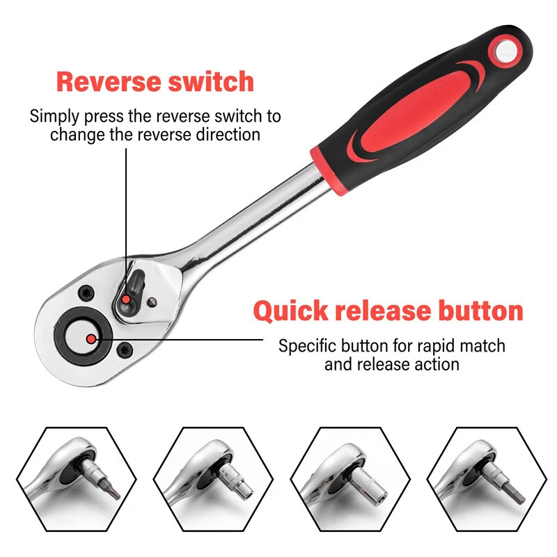 Profi Tool Steckschlüsselsatz 216tlg 1/4" 3/8" 1/2" Nusskasten Metallverschlüsse - Bild 4 von 4