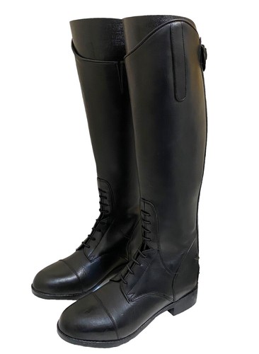 Boots équitation lacets cuir synthétique- 500 noires CAPERLAN