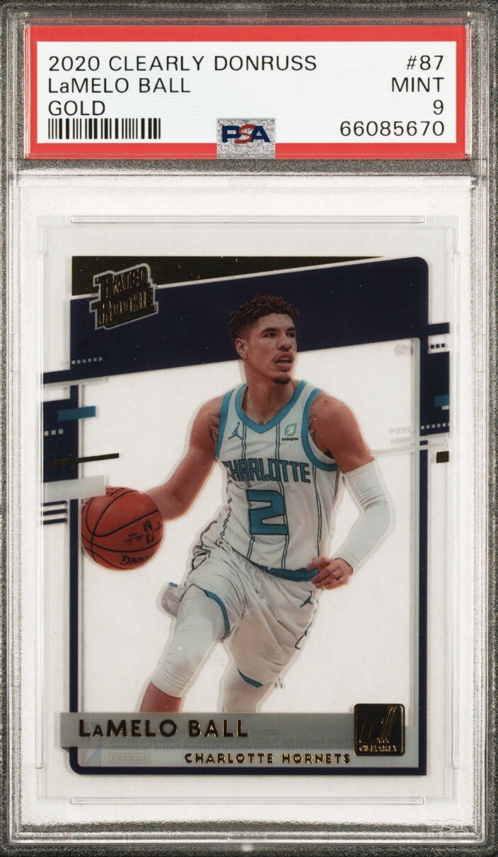 2020-21 PANINI CLEARLY DONRUSS BASKETBALL - LAMELO BALL RC - GOLD - PSA 9 - #87