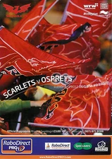 Scarlets v Ospreys Pro12 League 26 Dec 2011 Parc-y-Scarlets RUGBY PROGRAMME