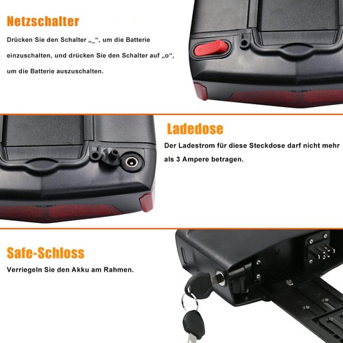 Batería de bicicleta eléctrica 36V 13AH batería asiento trasero para 250W 350W 500W 750W repuesto - Imagen 4 de 15