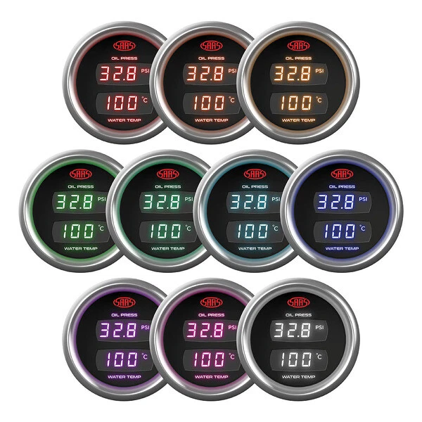 SAAS Trax SG913020 Oil pressure + water temperature Dual digital gauge 52mm 2" - Image 3 of 4
