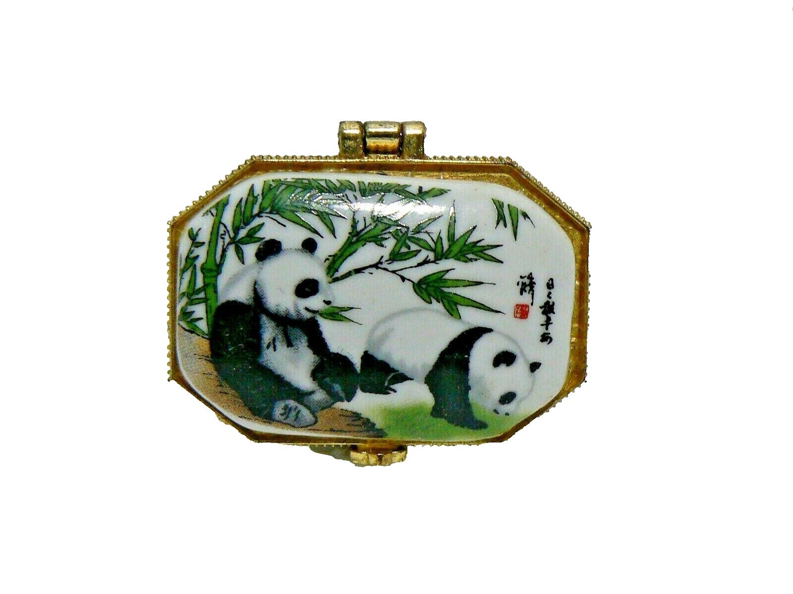 Panda-Themed Small Porcelain Jewelry Box in New Condition-image