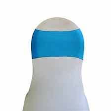 LA Linen Spandex Chair Band, 8 by 14-Inch, Turquoise, 10-Pack