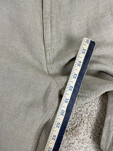 Pantalones Chinos J Crew Para Hombre 36x32 Lino Regular Botón Recto Bolsillos con Cremallera Beige - Imagen 10 de 15