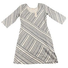 Soft Surroundings Sonya Linen Shift Dress Size XS Womens  Blue White Striped WOW