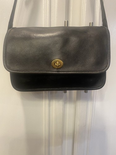 Black Vintage Coach Compartment Bag Small 9845