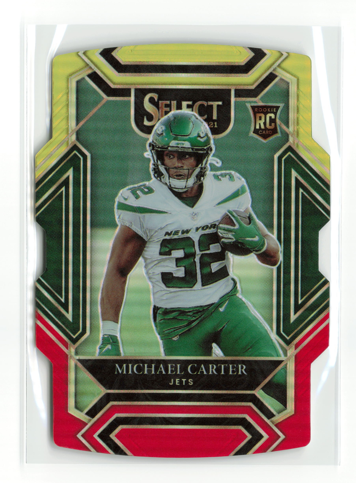 MICHAEL CARTER #271 RC 2021 PANINI SELECT JETS YELLOW RED