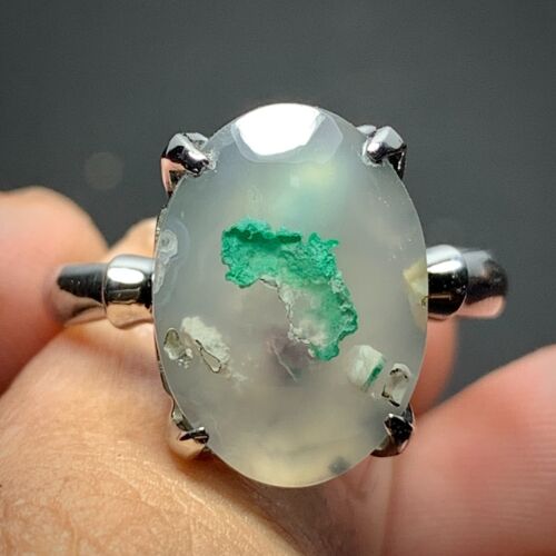 Chrysocolla in Chalcedony Agate Ring 15x11x7mm, 7 USA/Canada 25 ct - Picture 2 of 9