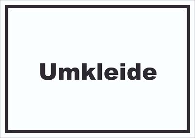 Umkleide Schild mit Text Ankleide Kabine waagerecht