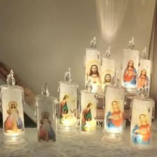 LED Gebet flammenlose Kerzen, Jesus Heilige Religiöse Dekoration 2024