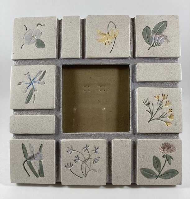 Ceramic Picture Frame with 8 Different Inlaid Flowers 3x3 photo eBay