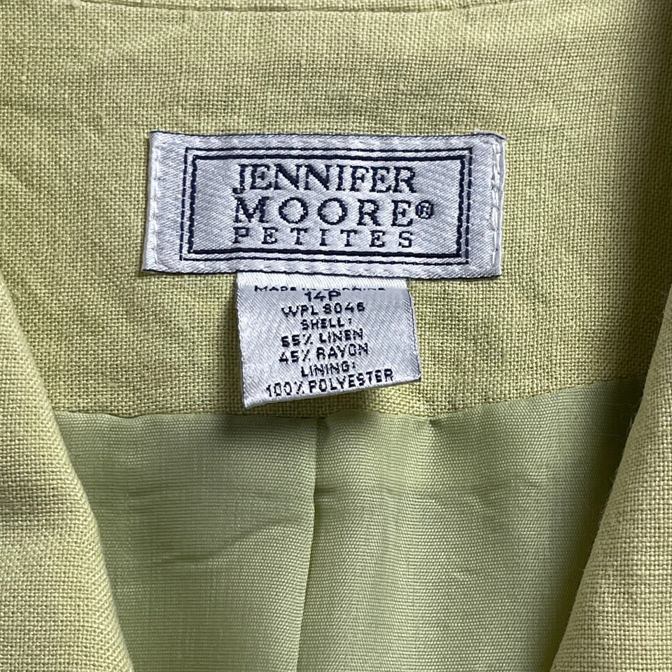 Camisa Blazer Jennifer Moore Mujer Mezcla de Lino Manga Corta Abotonada 14P Verde Foto 3 de 4