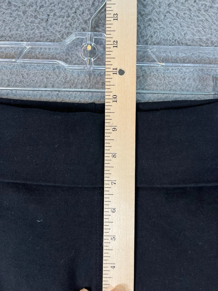 Pantalones de yoga T Party para mujer pequeños negros pierna ancha acampanados plegables cintura gimnasio Foto 3 de 4