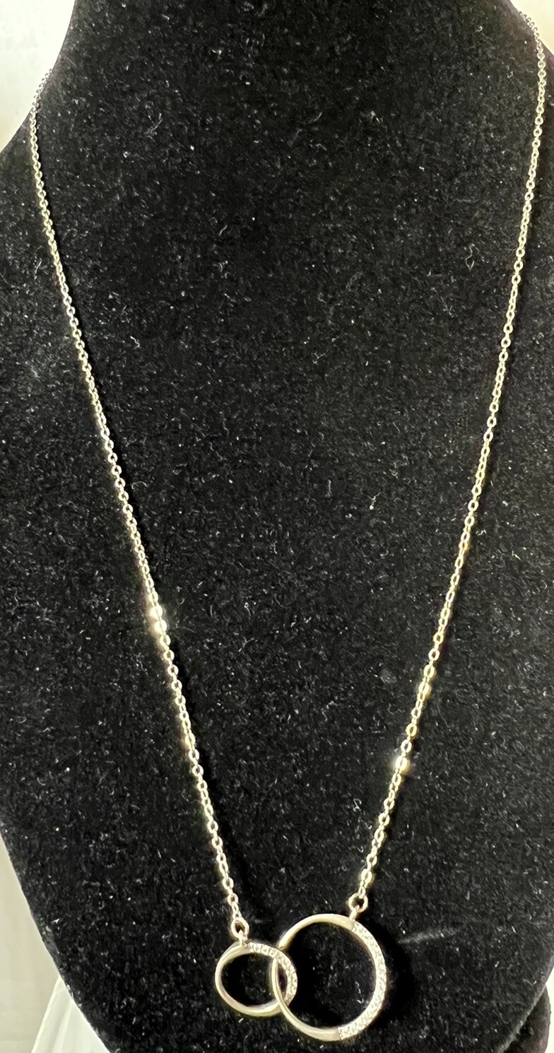 Sterling Silver Moissanite  Interlocking Double R… - image 1