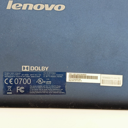 Tablet Lenovo Modello A7600-H 5V Utile Per Parti di Ricambio - Imagen 5 de 9
