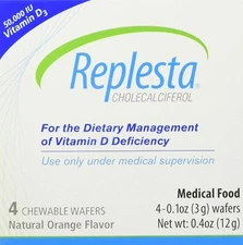 Replesta 50,000 IU Vitamin D3, Chewable Wafer, Natural Orange Flavor, 4 ct, 1 pk