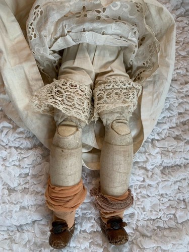 Ernst Heubach Antique Doll 19” Leather Body Molded Upper Teeth Sleep Eyes - Picture 9 of 12