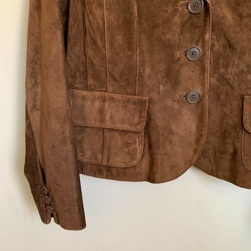 Valerie Stevens Womens Jacket Brown Leather Suede Buttons Pockets Lined Size M - Picture 6 of 11