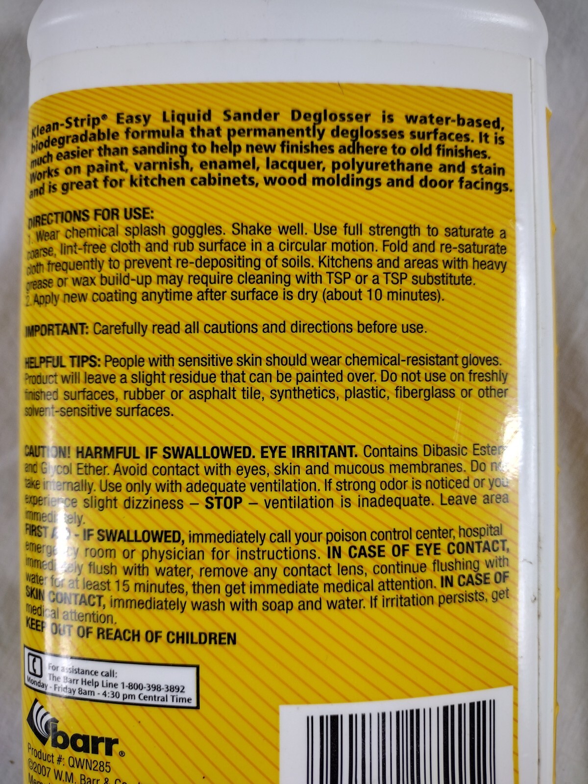 NEW Klean Strip Liquid Sandpaper Sander Degreaser Deglosser 1 qt No