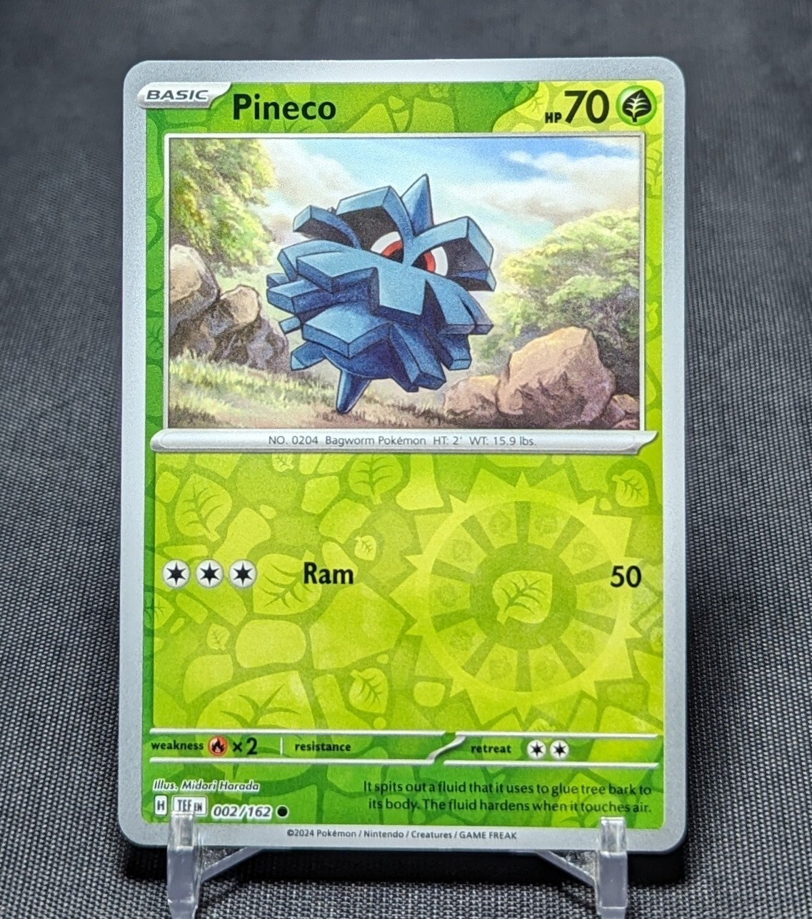 Pineco Common Reverse Holo Grass Temporal Forces Pokemon TCG Card 002/162