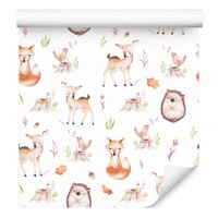 10M Vlies Tapeten Rollen Kinderzimmer Tiere Wald Rehe VöGel Igel Gemalt Xxl 4384