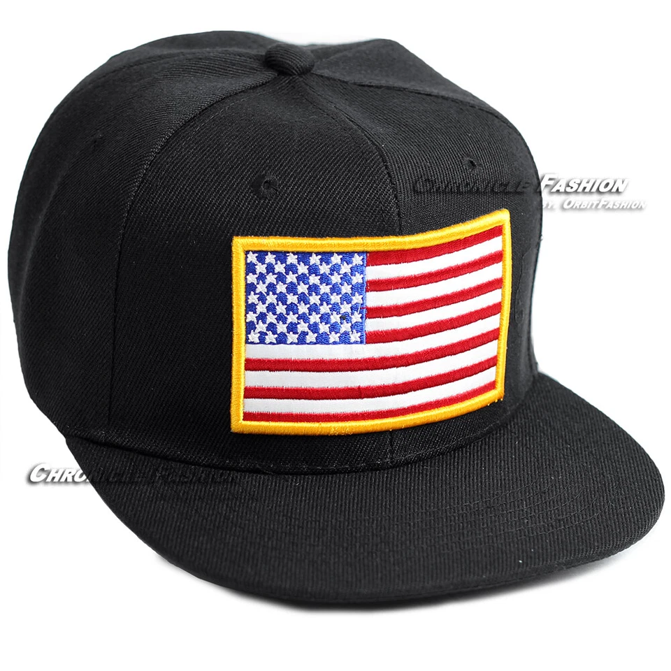 USA Baseball Cap Snapback Adjustable Flat Bill American Flag Patriotic Mens Hat - Image 4 of 4