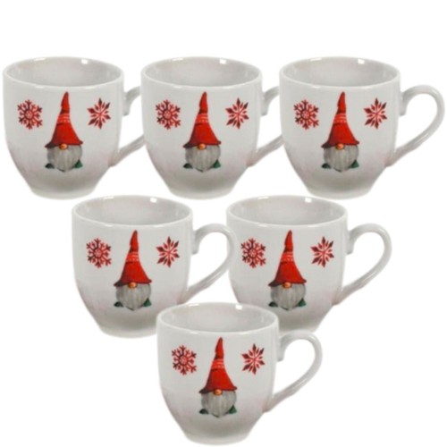 Set 6 Tazzine Da Caffè Natalizie 90 Ml In Ceramica Decorata XMas Village 89616832