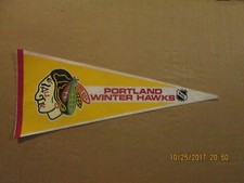 WHL Portland Winter Hawks Vintage Circa 1980's Team Logo Hockey Pennant #6